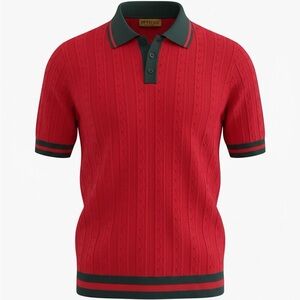 Prestige Original luxury Cable-Knit Polo Shirt 2XL